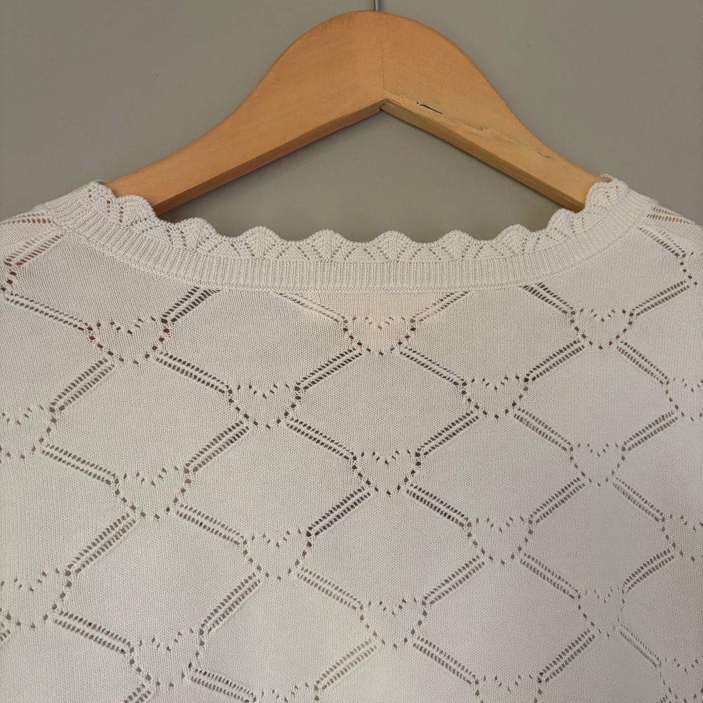 NWT LoveShackFancy Petra Knit Heart Argyle Cardigan Parchment Cream Ivory | S - Picture 11 of 14